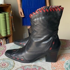 Vintage Directives Heeled Leather Gaucho Boots Made In Brazil 11 EUC
